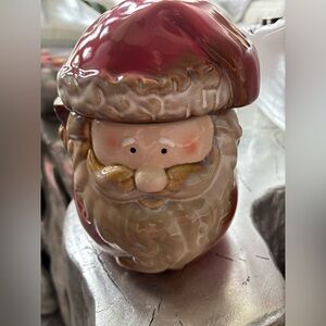 Gibson Christmas Santa cannister with seal made in Switzerland pottery vintage